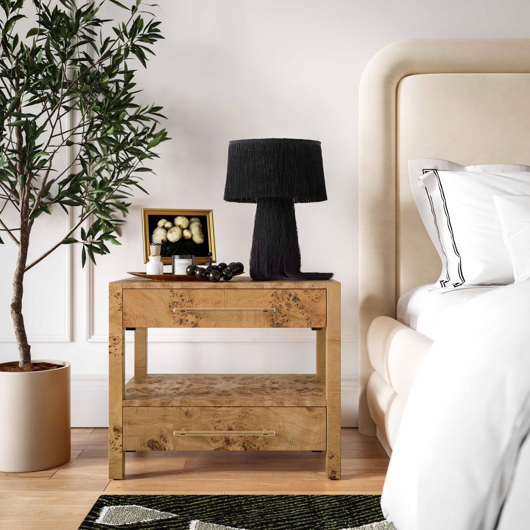 Brandyss 26" Honey Burl 2-Drawer Nightstand