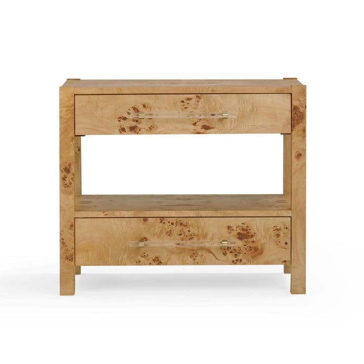 Brandyss 26" Honey Burl 2-Drawer Nightstand