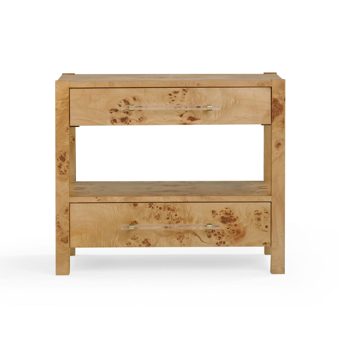 Brandyss 26" Honey Burl 2-Drawer Nightstand