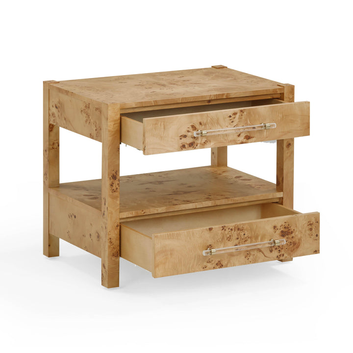 Brandyss 26" Honey Burl 2-Drawer Nightstand