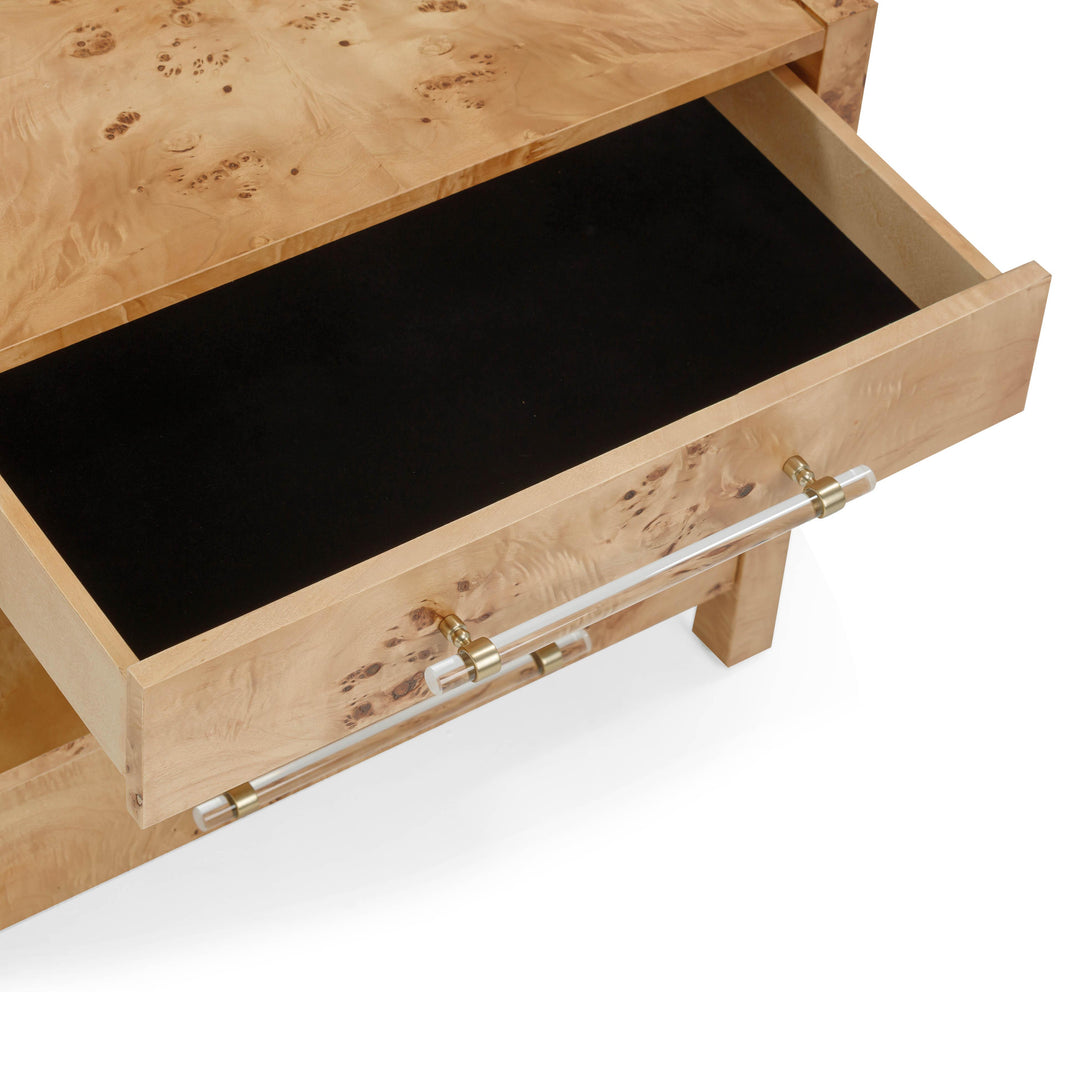 Brandyss 26" Honey Burl 2-Drawer Nightstand
