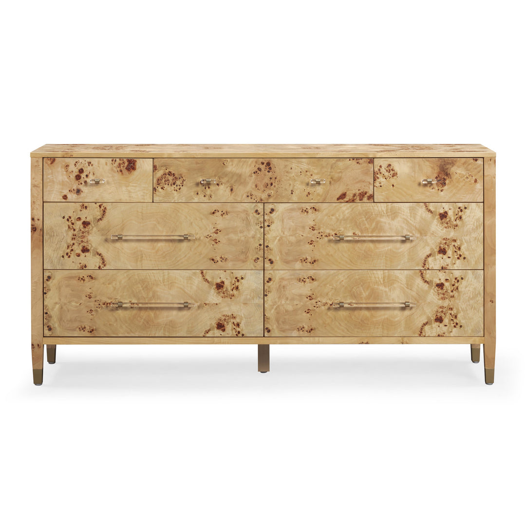 Brandyss 62" Natural Burl 7-Drawer Dresser