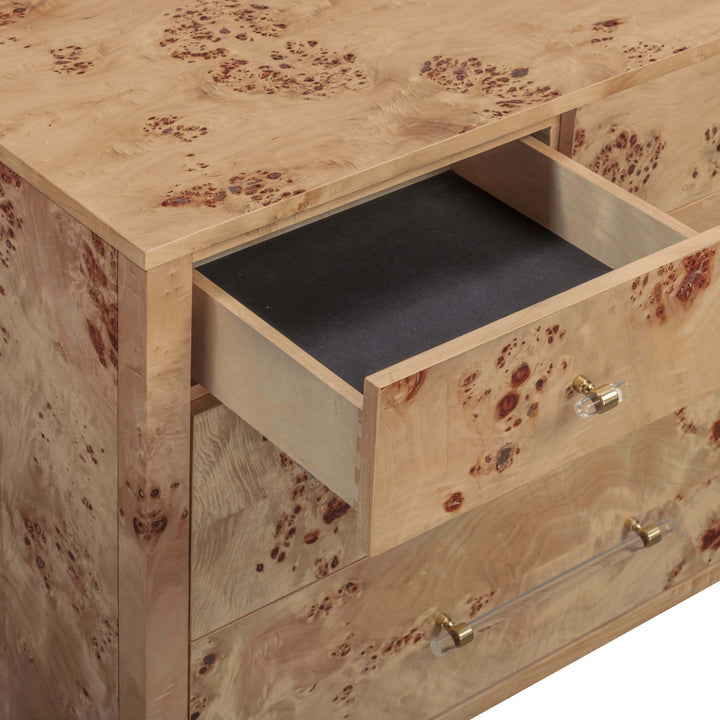 Brandyss 62" Honey Burl 7-Drawer Dresser