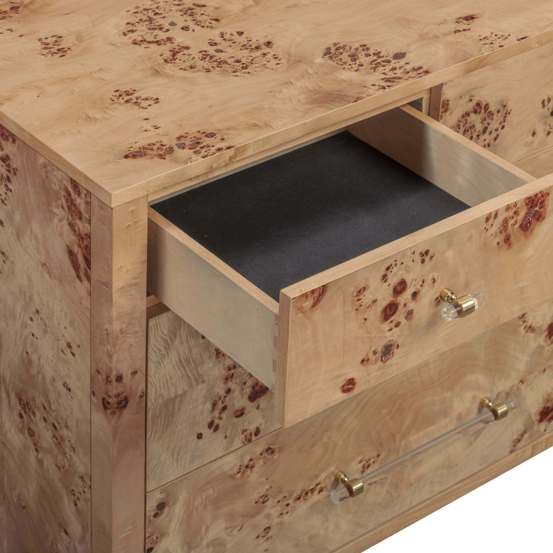 Brandyss 62" Honey Burl 7-Drawer Dresser