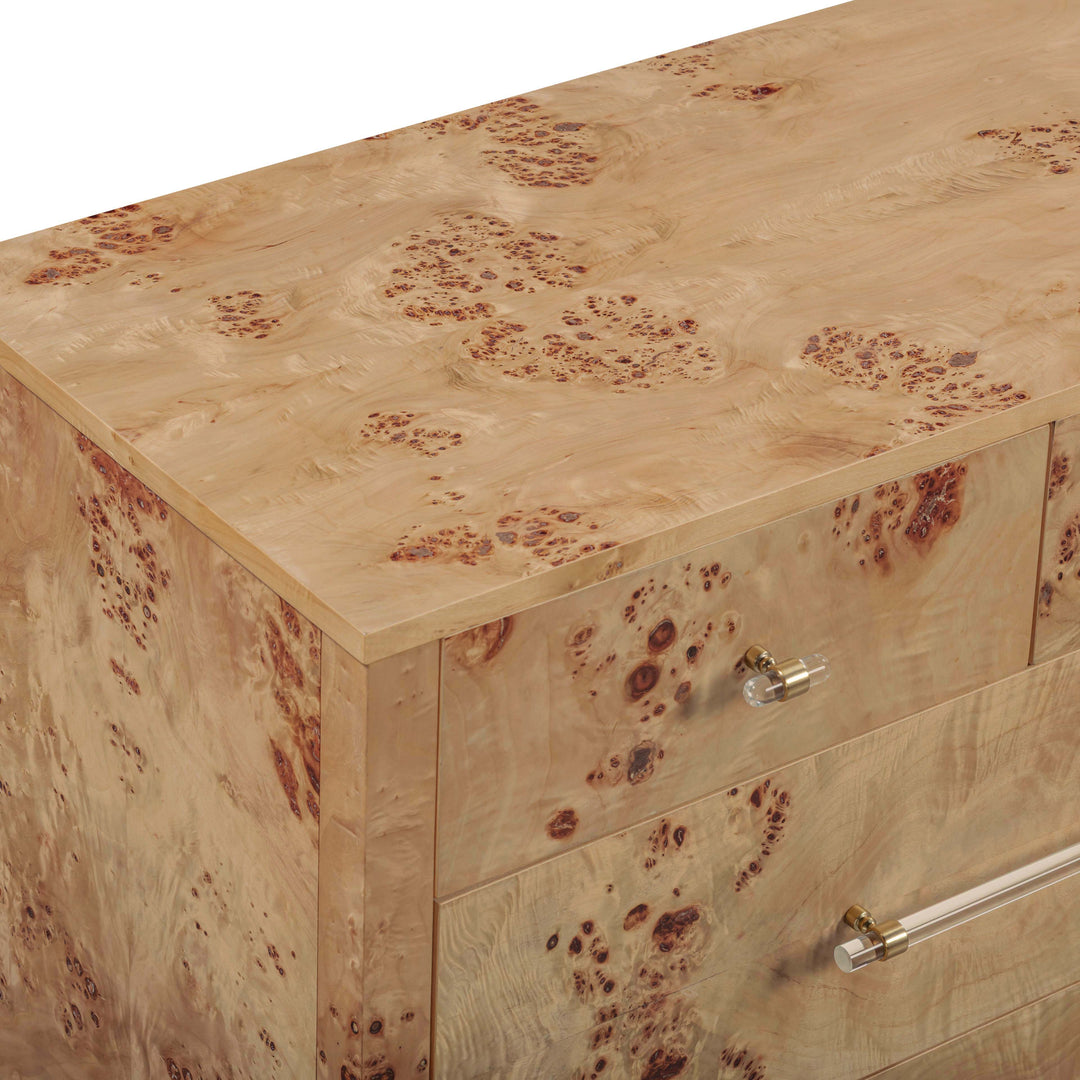 Brandyss 62" Honey Burl 7-Drawer Dresser