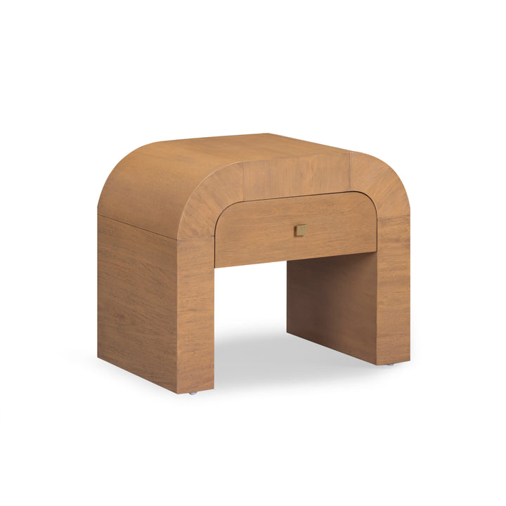 Hump 26" Natural Acacia Arched Nightstand With Drawer