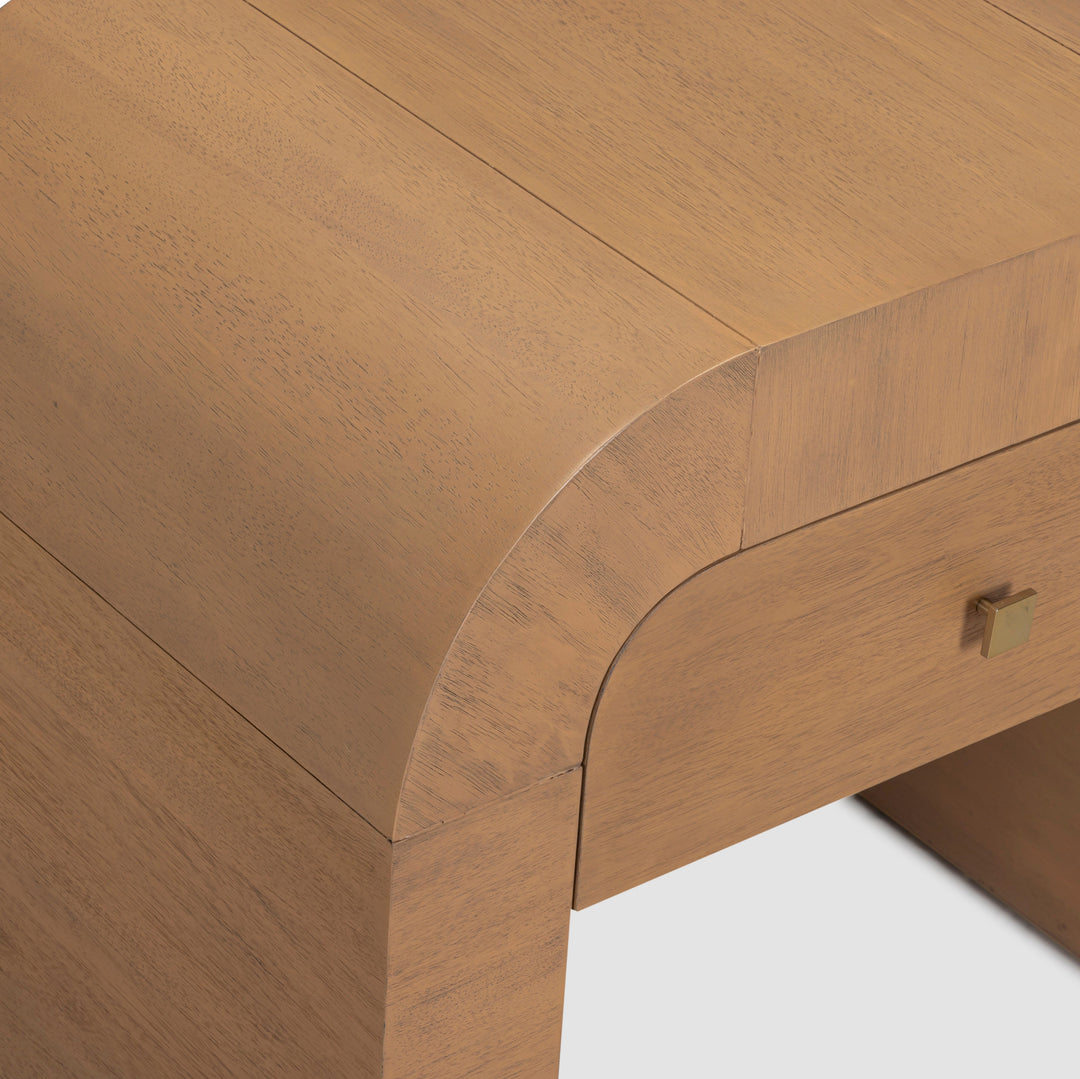 Hump 26" Natural Acacia Arched Nightstand With Drawer