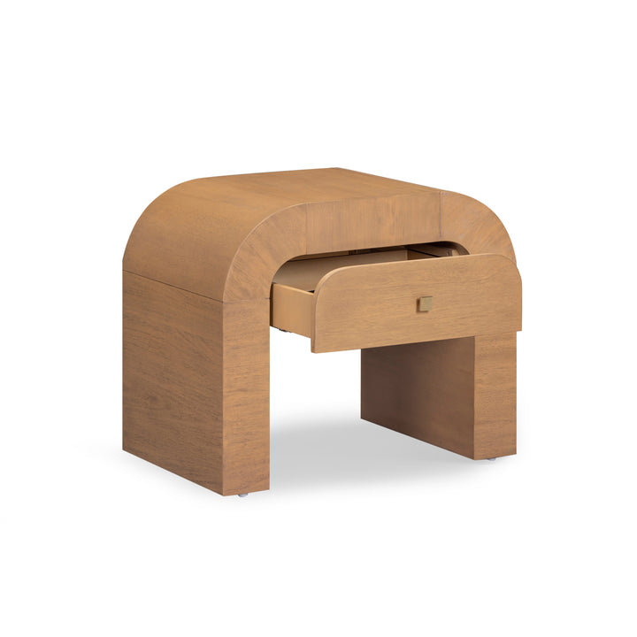 Hump 26" Natural Acacia Arched Nightstand With Drawer