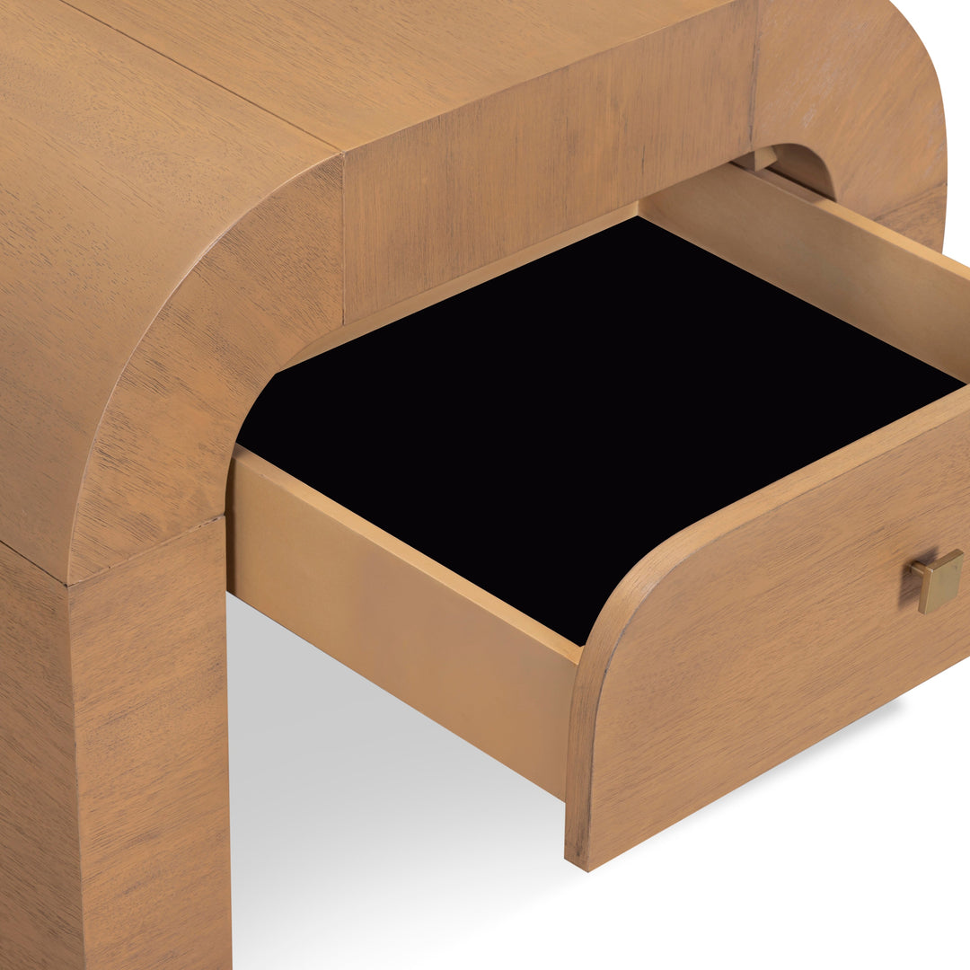 Hump 26" Natural Acacia Arched Nightstand With Drawer