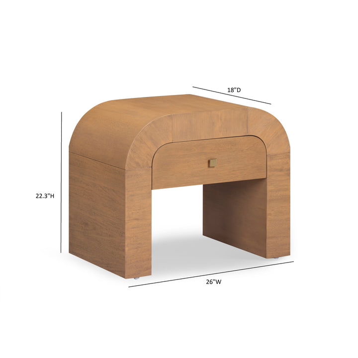 Hump 26" Natural Acacia Arched Nightstand With Drawer