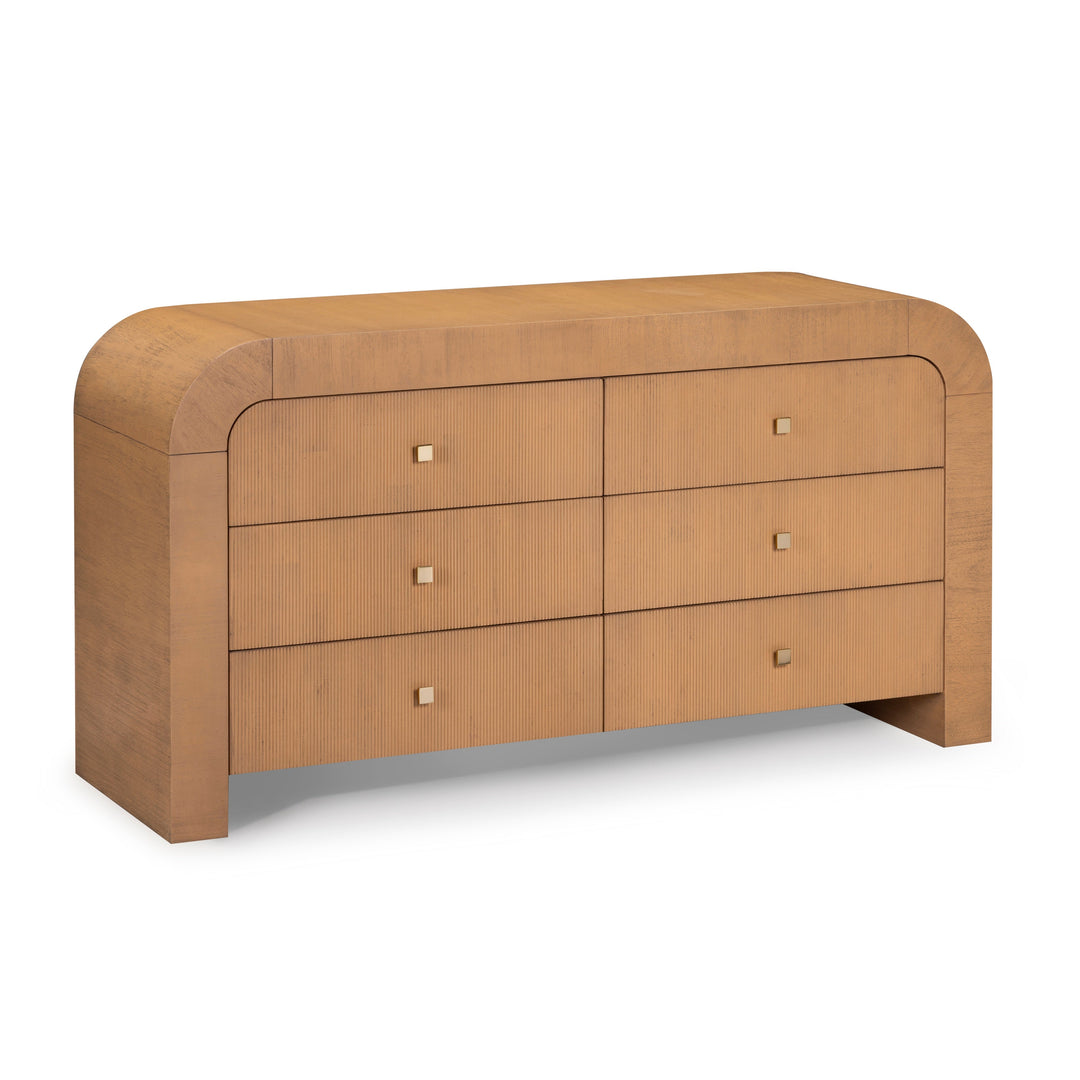 Hump 62" Natural Acacia Arched 6-Drawer Dresser