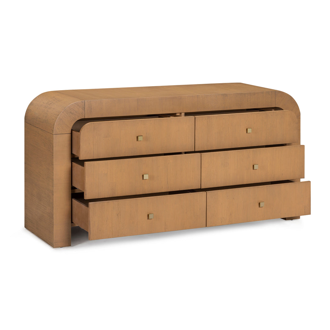 Hump 62" Natural Acacia Arched 6-Drawer Dresser