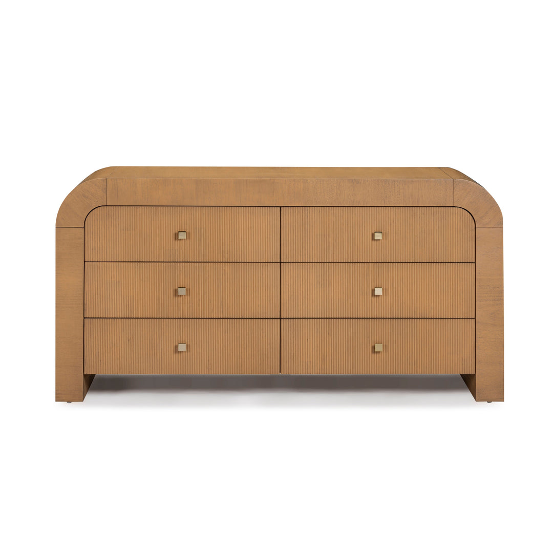 Hump 62" Natural Acacia Arched 6-Drawer Dresser