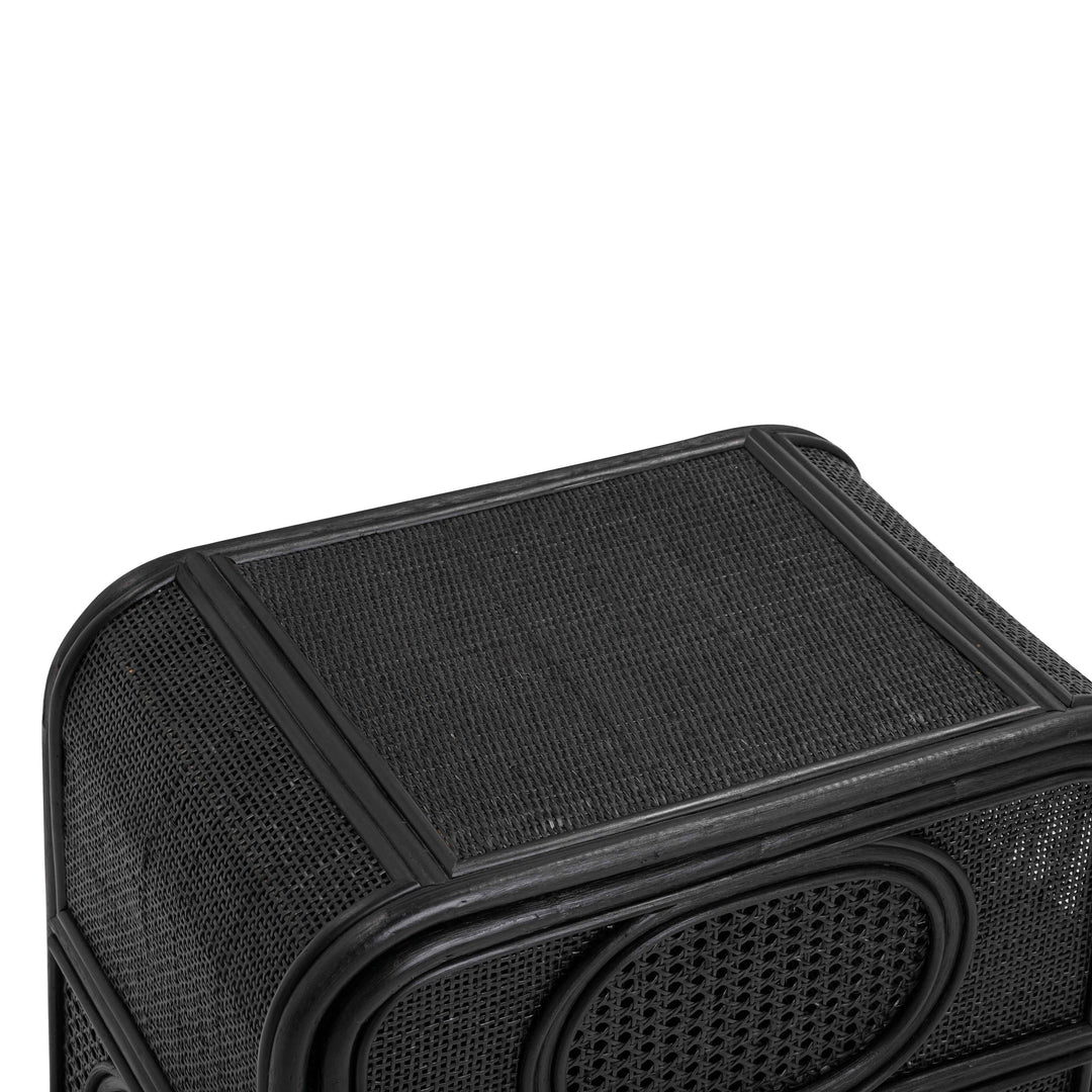 Tina 27" Black Rattan Nightstand With Storage