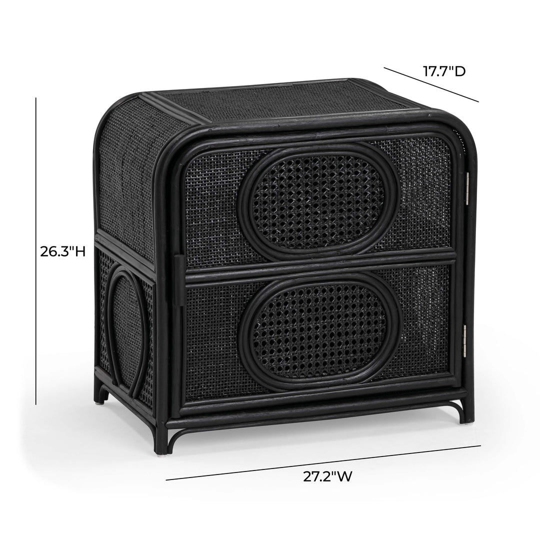 Tina 27" Black Rattan Nightstand With Storage