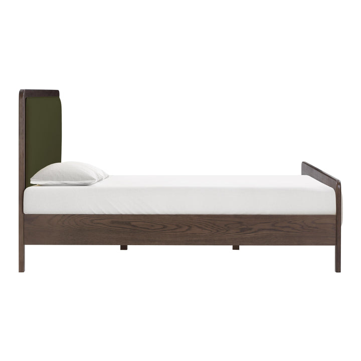 Hella Forest Green Contract-Grade Velvet and Ash Wood Bed - King
