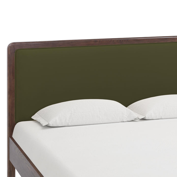 Hella Forest Green Contract-Grade Velvet and Ash Wood Bed - King