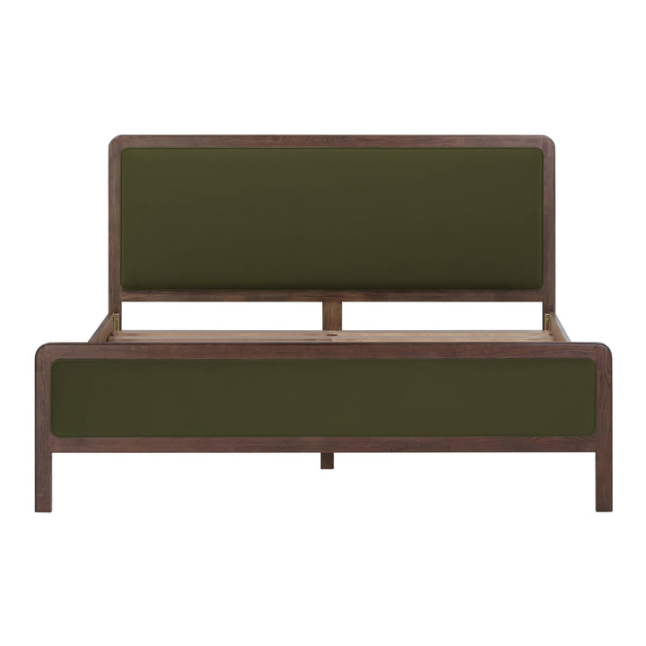 Hella Forest Green Contract-Grade Velvet and Ash Wood Bed - King