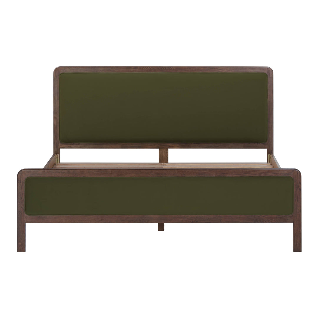 Hella Forest Green Contract-Grade Velvet and Ash Wood Bed - King