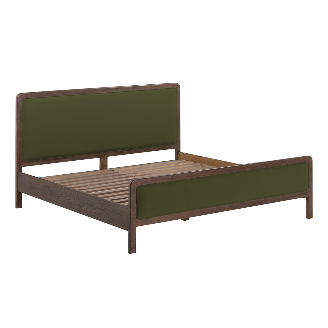 Hella Forest Green Contract-Grade Velvet and Ash Wood Bed - King