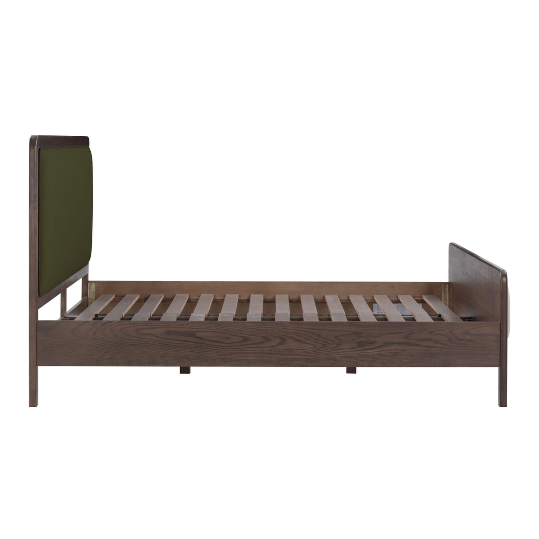Hella Forest Green Contract-Grade Velvet and Ash Wood Bed - King