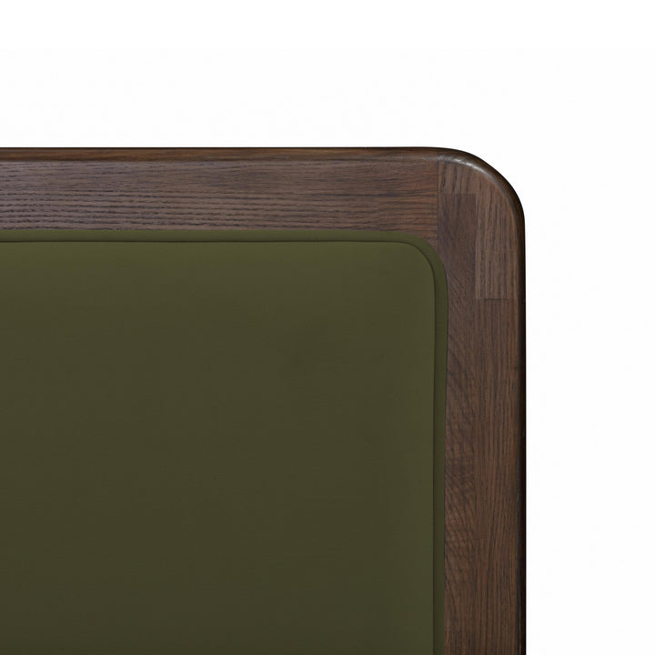 Hella Forest Green Contract-Grade Velvet and Ash Wood Bed - King