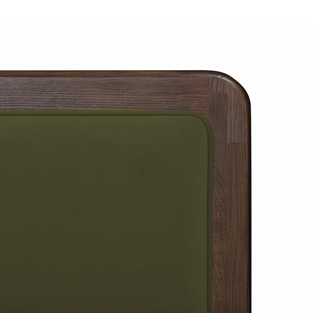 Hella Forest Green Contract-Grade Velvet and Ash Wood Bed - King