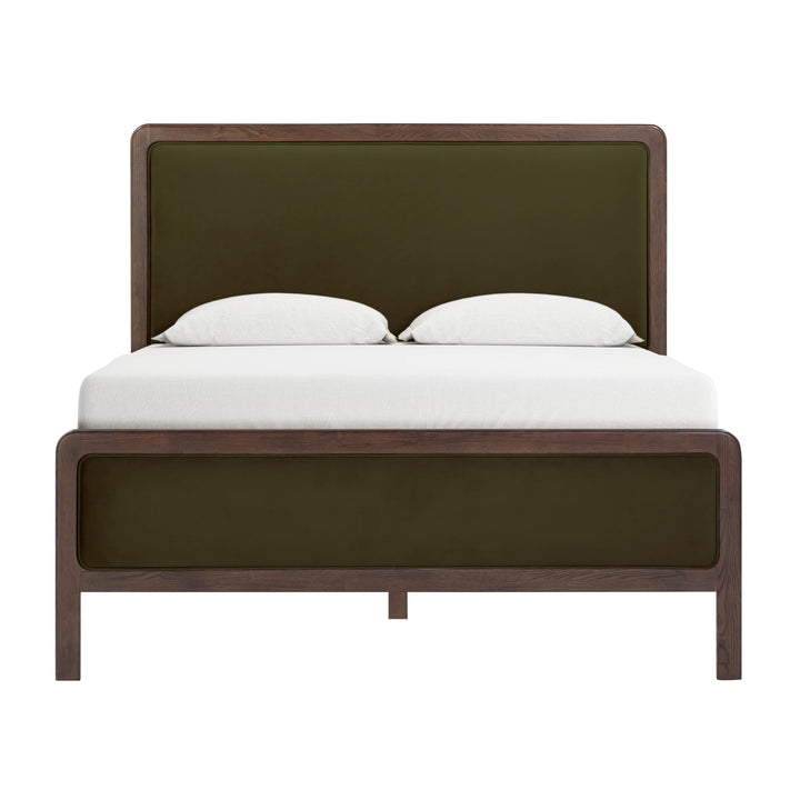 Hella Contract-Grade Velvet and Ash Wood Bed