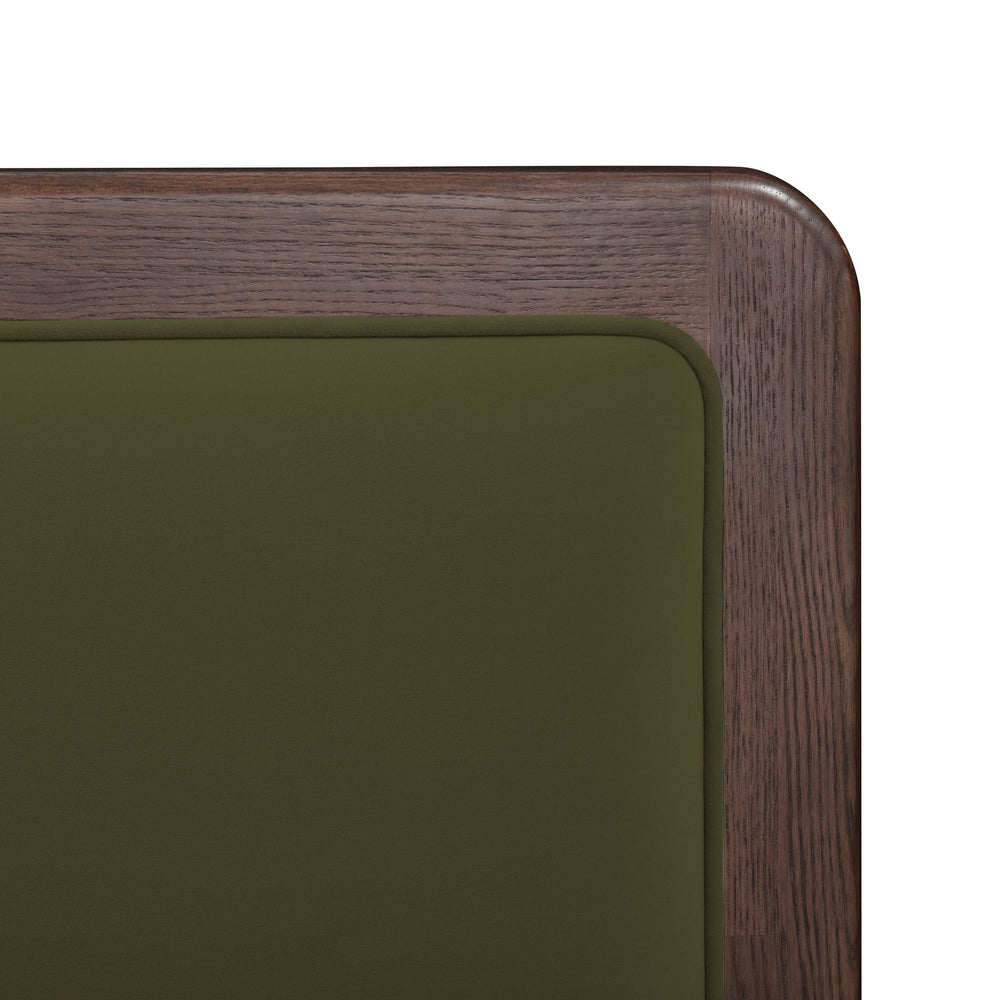 Hella Forest Green Contract-Grade Velvet and Ash Wood Bed - Queen