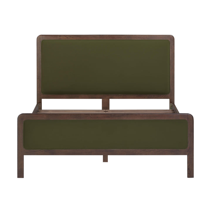 Hella Forest Green Contract-Grade Velvet and Ash Wood Bed - Queen