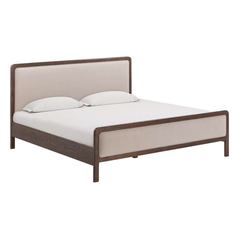 Hella Taupe Contract-Grade Velvet and Ash Wood Bed - King
