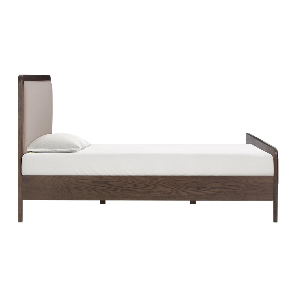 Hella Taupe Contract-Grade Velvet and Ash Wood Bed - King