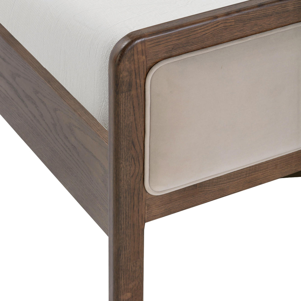 Hella Taupe Contract-Grade Velvet and Ash Wood Bed - King