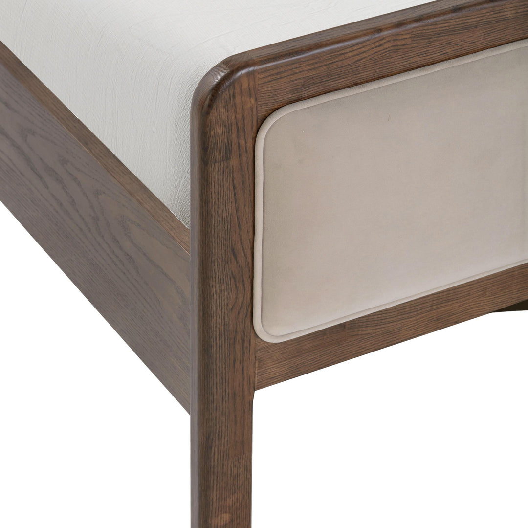 Hella Taupe Contract-Grade Velvet and Ash Wood Bed - King