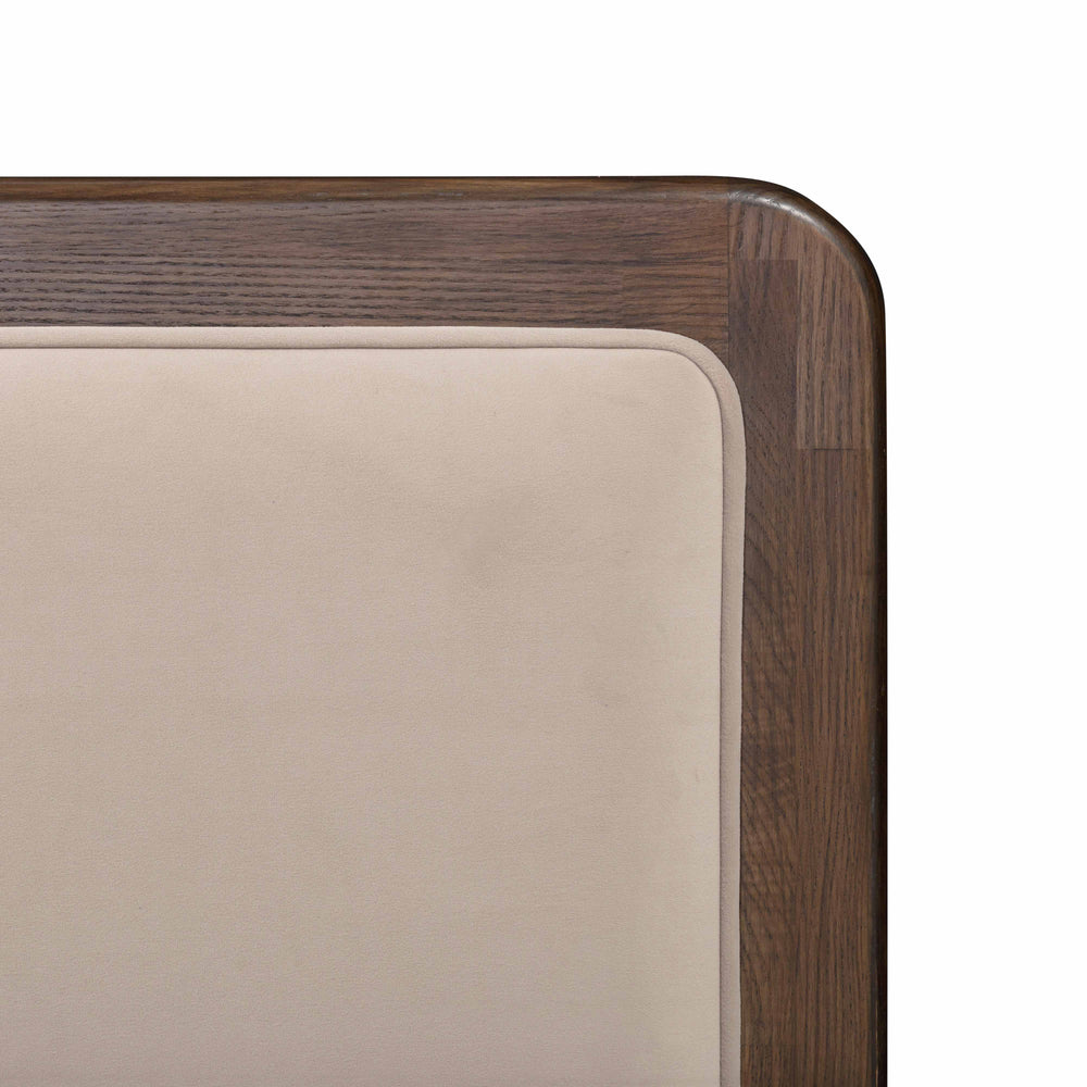 Hella Taupe Contract-Grade Velvet and Ash Wood Bed - King