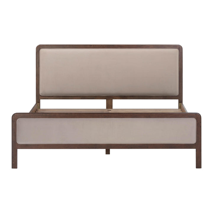Hella Taupe Contract-Grade Velvet and Ash Wood Bed - King