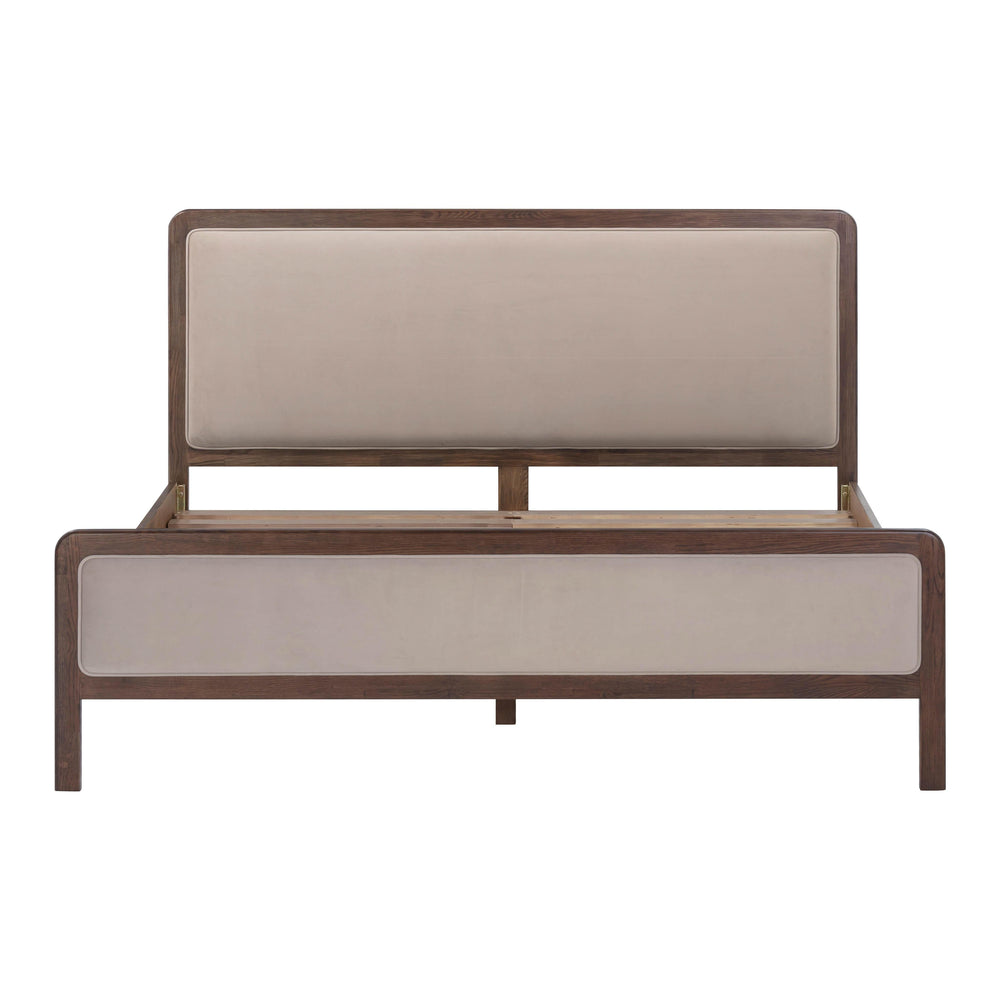 Hella Taupe Contract-Grade Velvet and Ash Wood Bed - King
