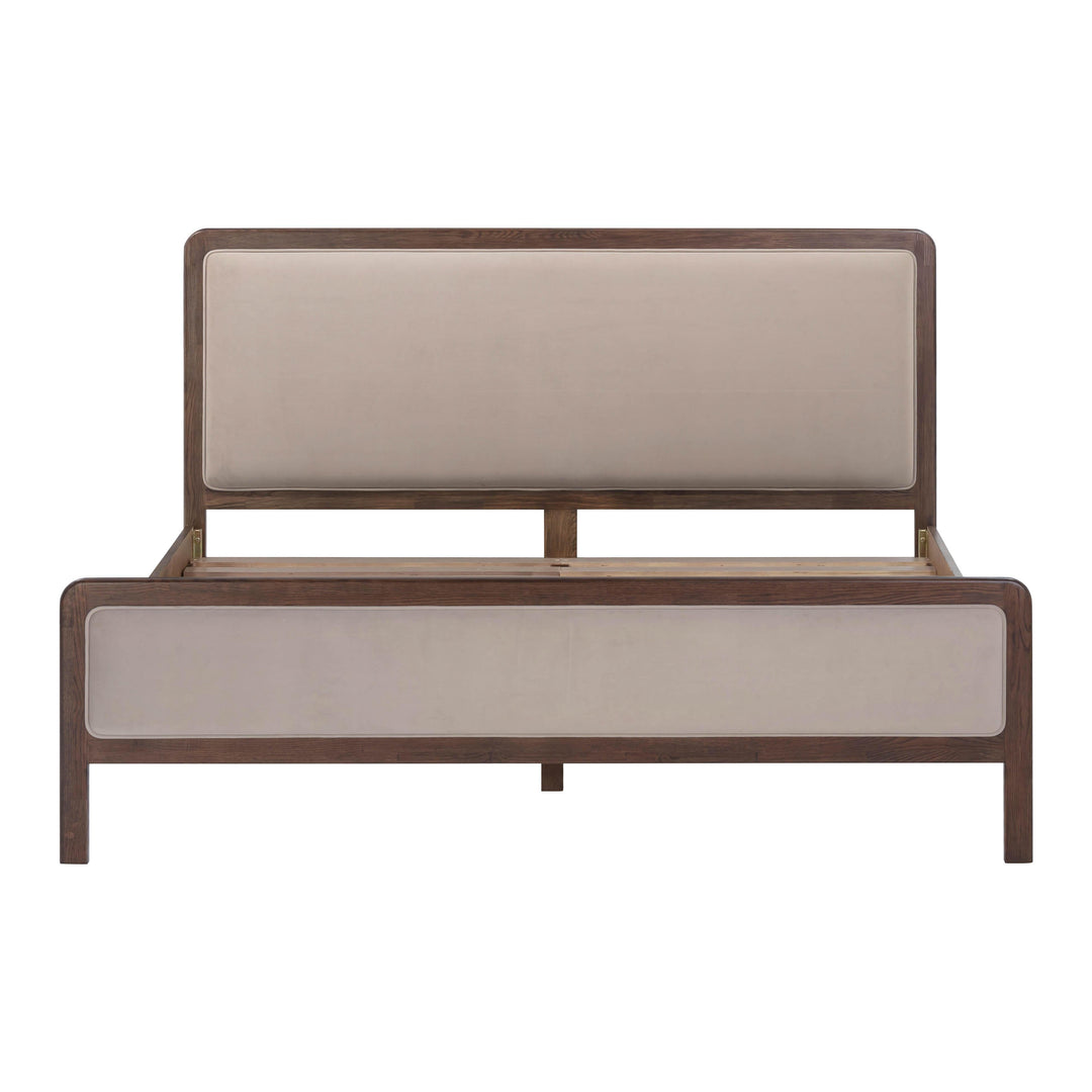Hella Taupe Contract-Grade Velvet and Ash Wood Bed - King