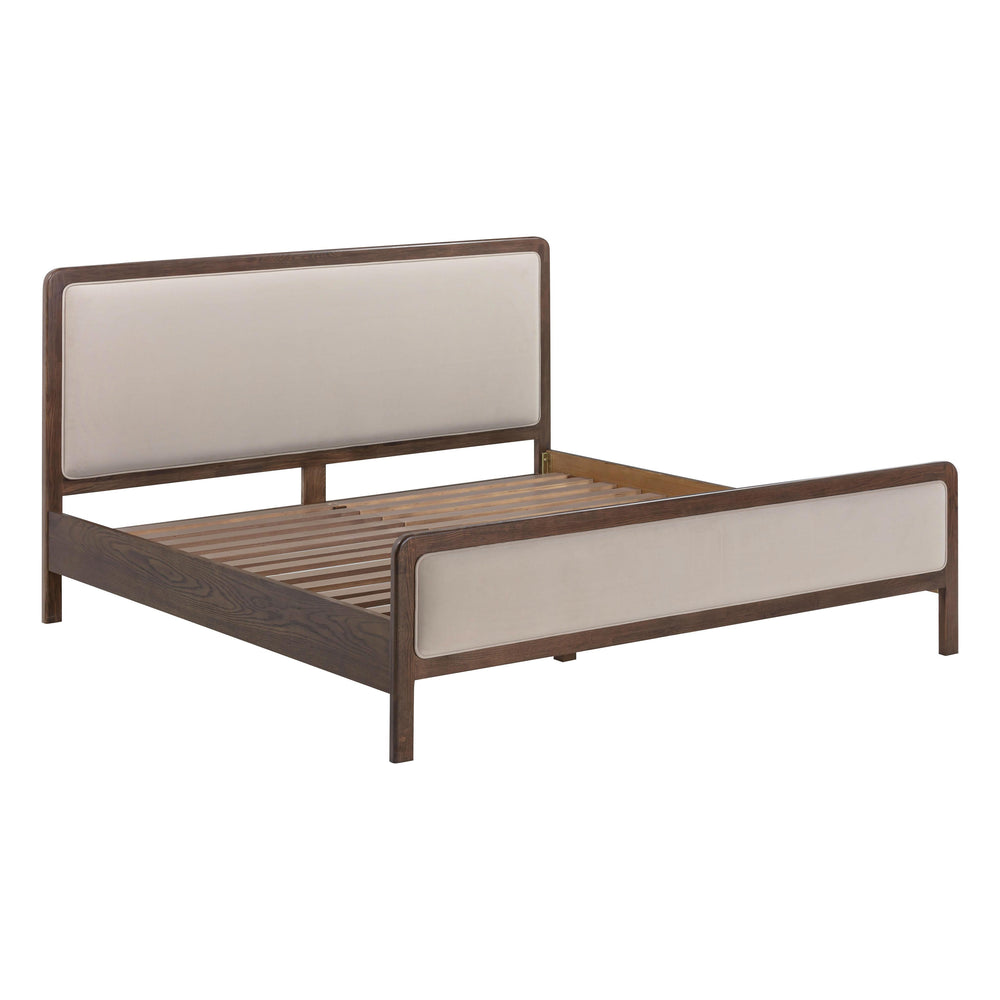 Hella Taupe Contract-Grade Velvet and Ash Wood Bed - King