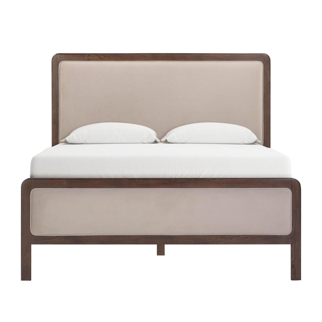 Hella Contract-Grade Velvet and Ash Wood Bed
