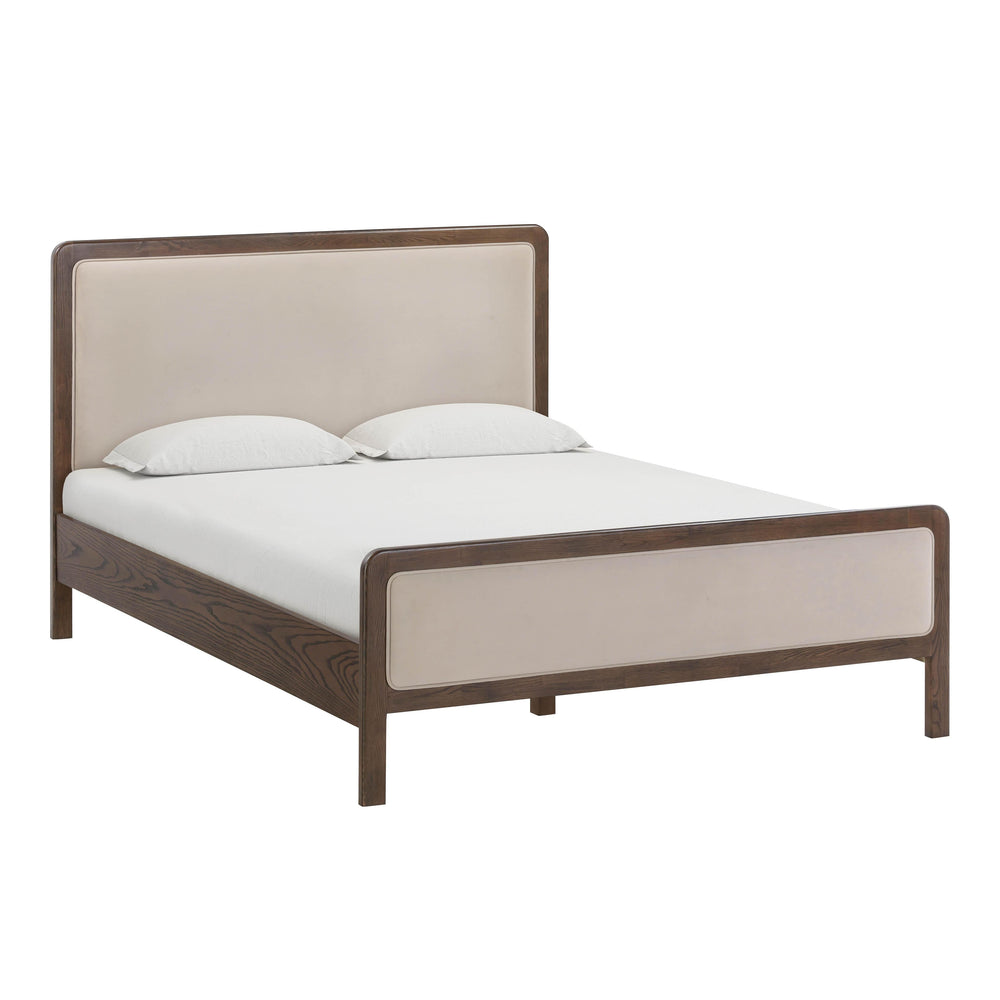 Hella Taupe Contract-Grade Velvet and Ash Wood Bed - Queen