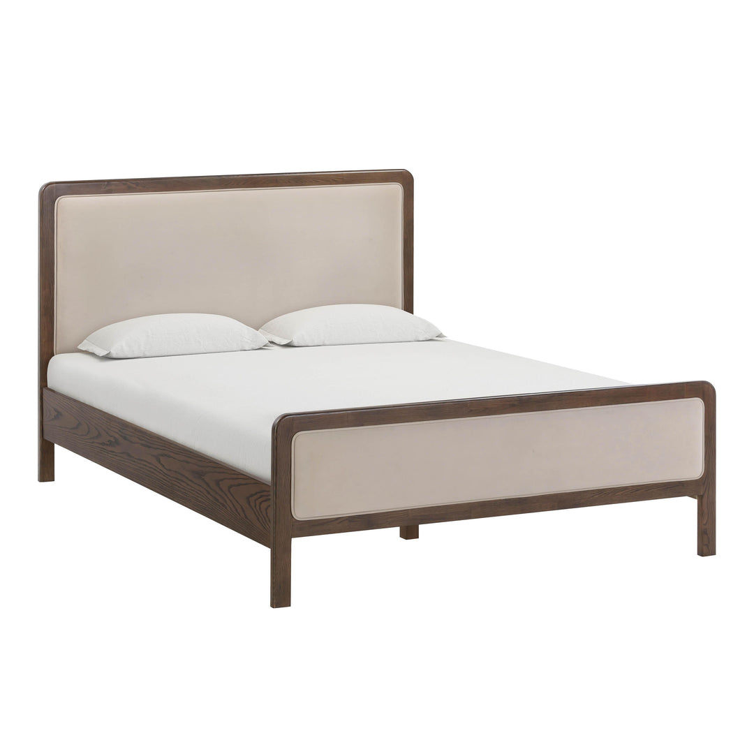 Hella Taupe Contract-Grade Velvet and Ash Wood Bed - Queen