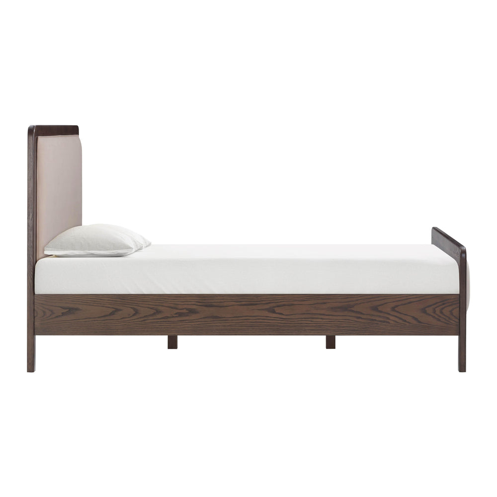 Hella Taupe Contract-Grade Velvet and Ash Wood Bed - Queen
