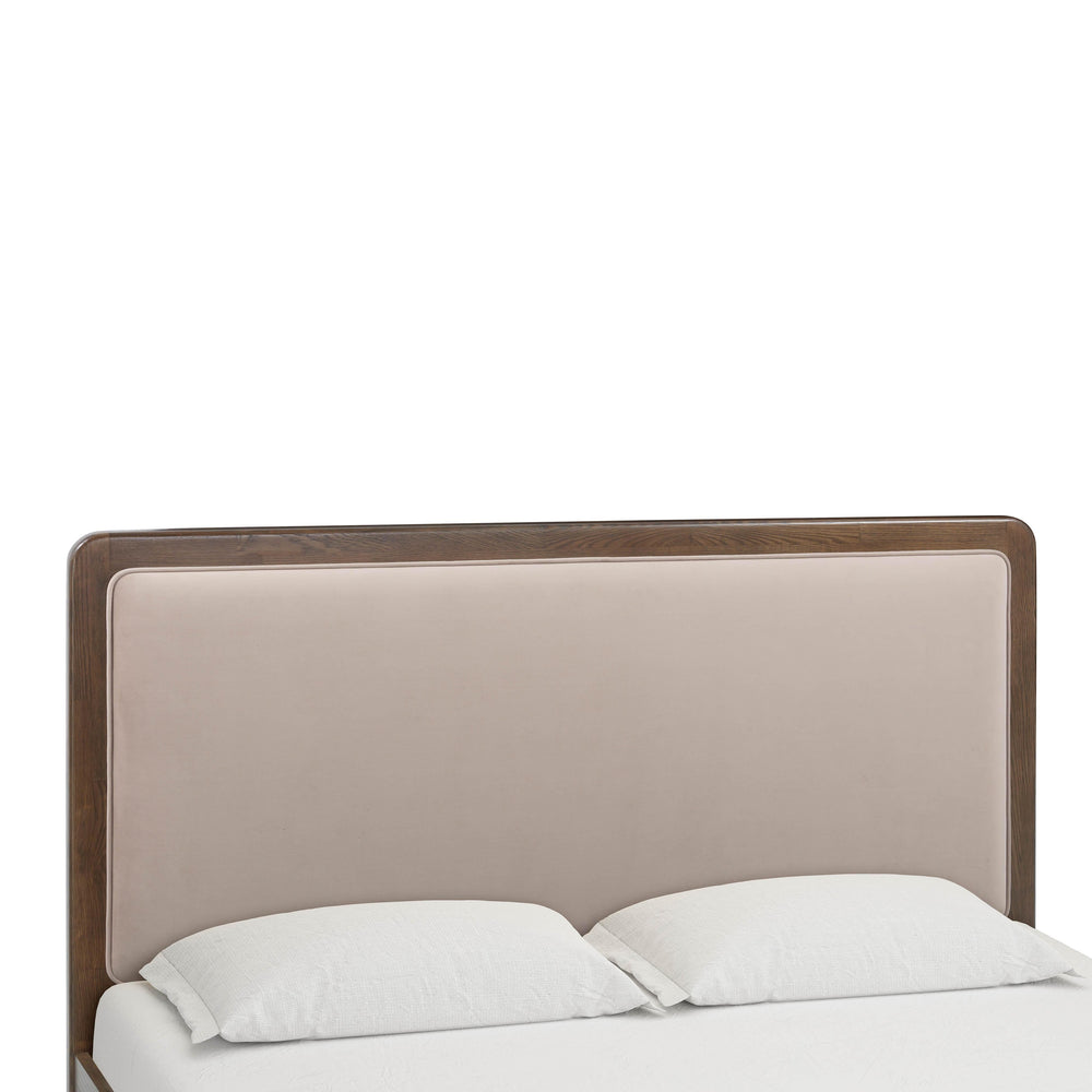 Hella Taupe Contract-Grade Velvet and Ash Wood Bed - Queen