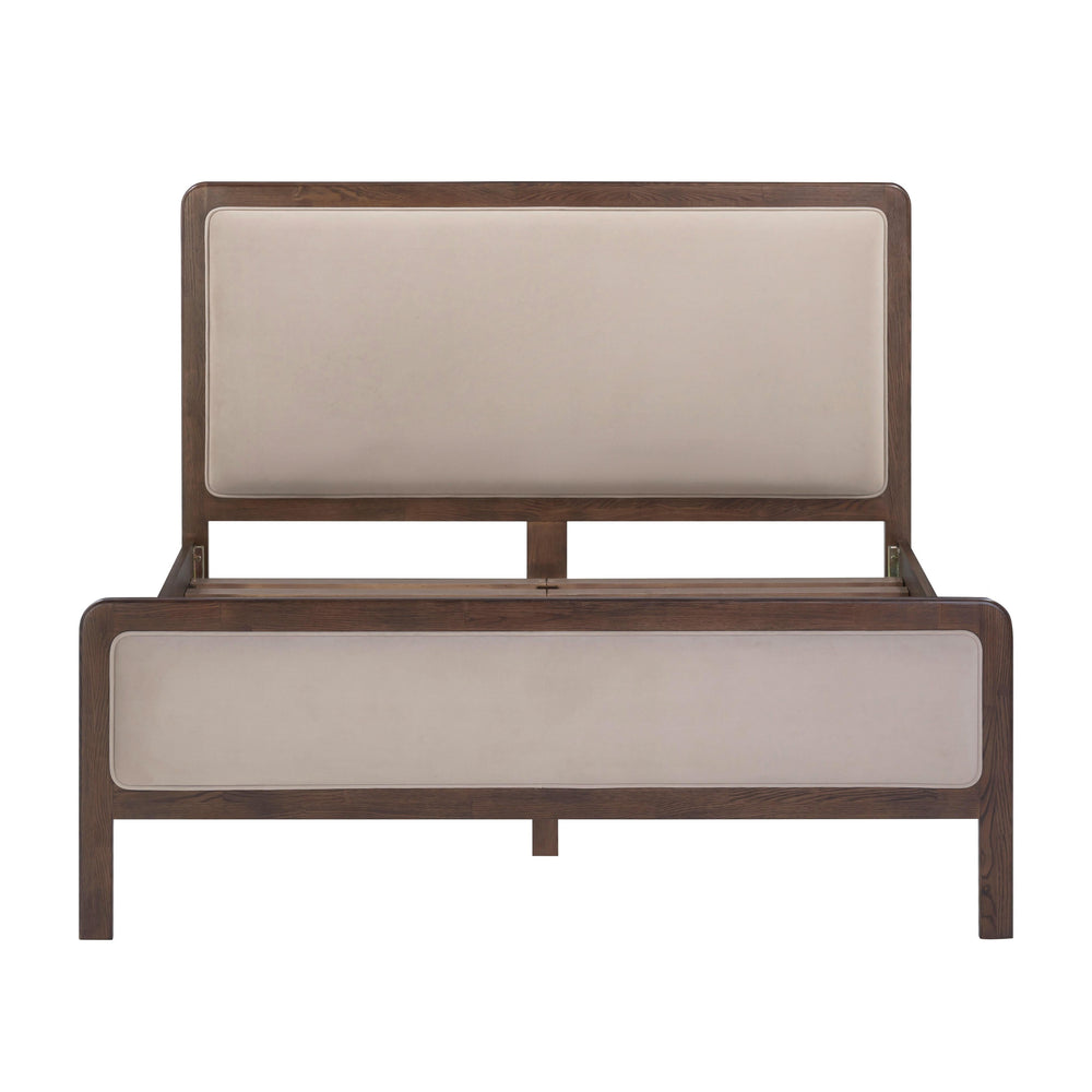 Hella Taupe Contract-Grade Velvet and Ash Wood Bed - Queen