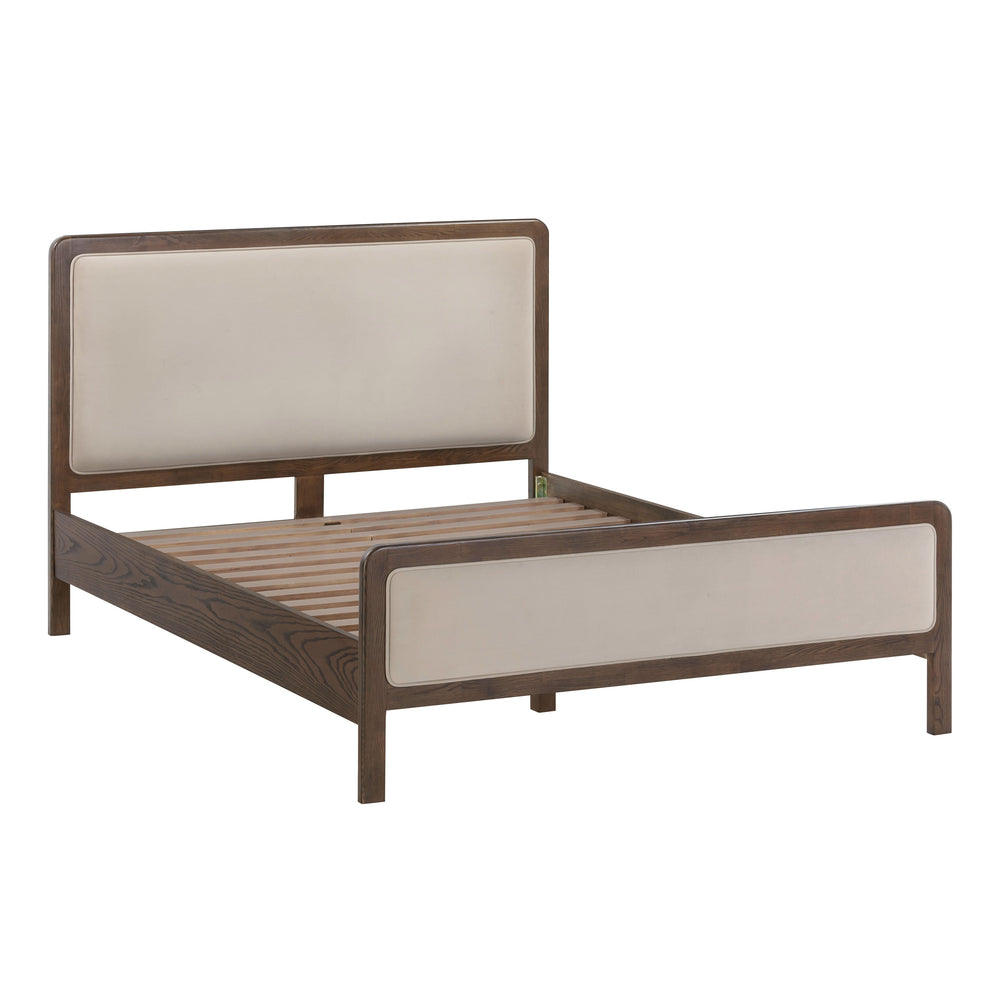 Hella Taupe Contract-Grade Velvet and Ash Wood Bed - Queen