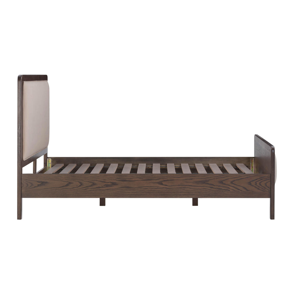 Hella Taupe Contract-Grade Velvet and Ash Wood Bed - Queen