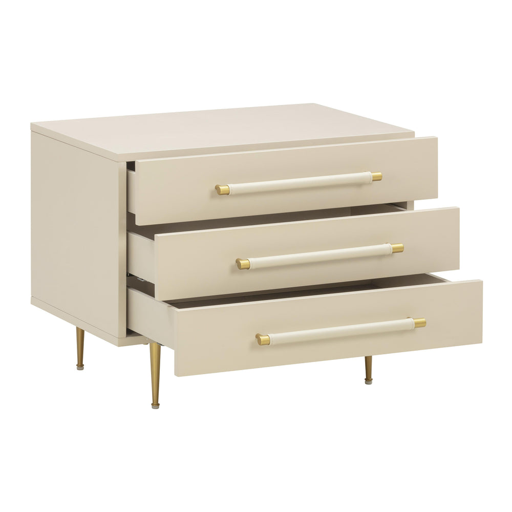 Trident 28" Taupe 3-Drawer Nightstand