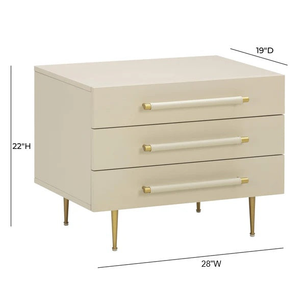 Trident 28" Taupe 3-Drawer Nightstand