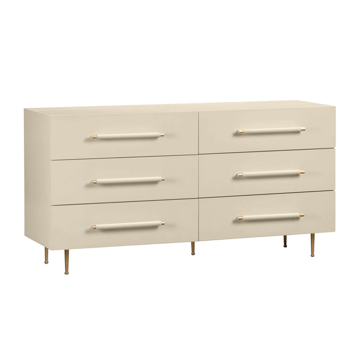 Trident 62" Taupe 6-Drawer Dresser